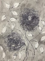 Ancienne petit lavis et encre, signé Germaine Nordmann fleurs Israël Judaïca - Miniature 1