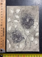 Ancienne petit lavis et encre, signé Germaine Nordmann fleurs Israël Judaïca - Miniature 4