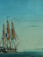 Grande aquarelle-gouache de marine frégate française atelier des Roux Marseille - Miniature 5