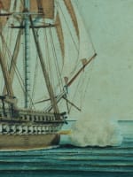 Grande aquarelle-gouache de marine frégate française atelier des Roux Marseille - Miniature 6