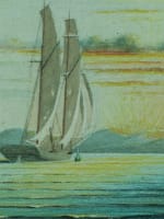 Grande aquarelle-gouache de marine frégate française atelier des Roux Marseille - Miniature 7