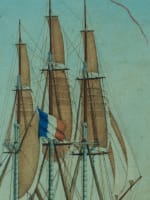 Grande aquarelle-gouache de marine frégate française atelier des Roux Marseille - Miniature 9