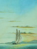 Grande aquarelle-gouache de marine frégate française atelier des Roux Marseille - Miniature 11