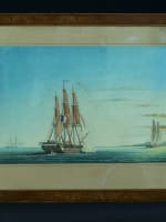 Grande aquarelle-gouache de marine frégate française atelier des Roux Marseille - Miniature 15