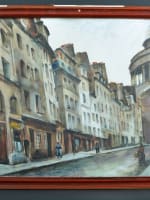 Tableau ancien vue de la rue Valette Panthéon 5e Paris Cesar Bron Suisse 1930 - Miniature 2