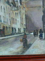 Tableau ancien vue de la rue Valette Panthéon 5e Paris Cesar Bron Suisse 1930 - Miniature 5