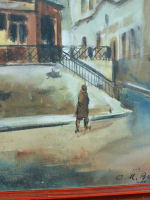 Tableau ancien vue de la place Lucien Herr 5e Paris Cesar Bron Suisse art deco - Miniature 3