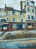 Tableau ancien vue de la place Lucien Herr 5e Paris Cesar Bron Suisse art deco - Miniature 6