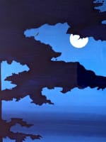 Tableau ancien symboliste bord de mer clair de lune marine Saint Tauzin Rivière - Miniature 1