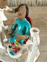 Ancienne sculpture, dentiste, dentisterie, Brésil 1950 médical art populaire 2 - Miniature 6