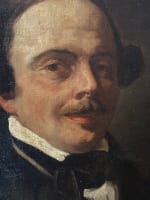 Tableau ancien huile portrait homme de lettre Charles Müller de Paris 1838 HST - Miniature 2