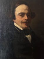 Tableau ancien huile portrait homme de lettre Charles Müller de Paris 1838 HST - Miniature 3