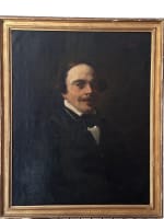 Tableau ancien huile portrait homme de lettre Charles Müller de Paris 1838 HST - Miniature 11