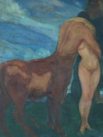 Tableau ancien symboliste centaure nymphe nue paysage Umberto Brunelleschi - Miniature 3