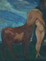 Tableau ancien symboliste centaure nymphe nue paysage Umberto Brunelleschi - Miniature 8