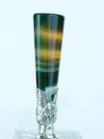 Ancien sceau à cacheter agate monogramme argent massif Léon Moy XIXe aux Iris - Miniature 1