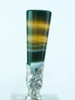 Ancien sceau à cacheter agate monogramme argent massif Léon Moy XIXe aux Iris - Miniature 2