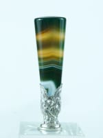 Ancien sceau à cacheter agate monogramme argent massif Léon Moy XIXe aux Iris - Miniature 3