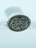 Ancien sceau à cacheter agate monogramme argent massif Léon Moy XIXe aux Iris - Miniature 5