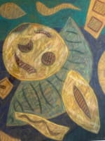 Tableau moderne Henri Goetz composition abstraite pastel 110 cm cadre dessin - Miniature 3