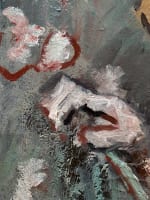 Tableau ancien portrait jeune fille assise chapeau chaise jardin impressionniste - Miniature 7