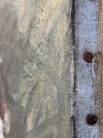 Tableau ancien portrait jeune fille assise chapeau chaise jardin impressionniste - Miniature 12