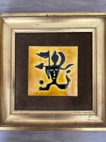 Ancienne céramique Jean Lurçat design vintage portrait visage fantastique cadre - Miniature 6