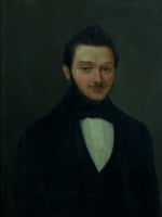 Ancien tableau petit portrait d'homme buste signé Boccia Bordeaux HST cadre doré - Miniature 3