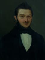 Ancien tableau petit portrait d'homme buste signé Boccia Bordeaux HST cadre doré - Miniature 4