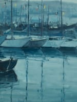 Tableau moderne grande marine bateaux au port drapeau mouillage Océan Dubois - Miniature 3