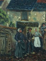 Tableau ancien danse musique bal Auvergne cabrette accordéon village R. Besse - Miniature 3