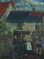 Tableau ancien danse musique bal Auvergne cabrette accordéon village R. Besse - Miniature 10