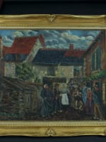 Tableau ancien danse musique bal Auvergne cabrette accordéon village R. Besse - Miniature 12