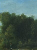 Beau tableau ancien promeneur au bord d'une rivière signé Trouillebert sv Corot - Miniature 3