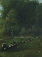Beau tableau ancien promeneur au bord d'une rivière signé Trouillebert sv Corot - Miniature 4