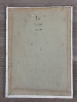 Tableau ancien bouquet de fleurs roses vase bleu art déco nature morte Maryjan - Miniature 6