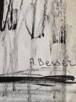 Beau dessin signé expressionniste homme assis banc Paris Notre-Dame A. Besser - Miniature 6