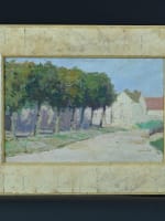 Beau petit tableau impressionniste paysage chemin arboré XIXe - Miniature 1