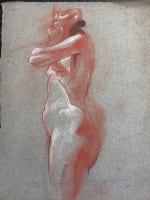 Dessin Jean Terles étude nue jeune femme debout pensive pastel 1930 - Miniature 4