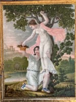 Beau tableau ancien néo classique couple antique portrait allégorie abondance 18 - Miniature 7