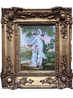 Beau tableau ancien néo classique couple antique portrait allégorie abondance 18 - Miniature 12