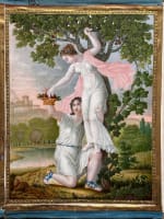 Beau tableau ancien néo classique couple antique portrait allégorie abondance 18 - Miniature 13