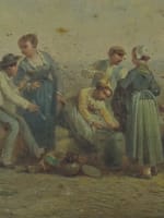 Beau tableau ancien campagne Normandie repas travaux des champs meules Saurfelt - Miniature 4