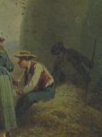 Beau tableau ancien campagne Normandie repas travaux des champs meules Saurfelt - Miniature 5