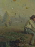 Beau tableau ancien campagne Normandie repas travaux des champs meules Saurfelt - Miniature 7