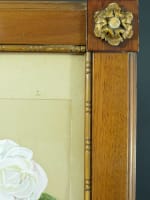 Beau tableau jeté de fleurs roses still life German 1896 A. Wimmer cadre acajou - Miniature 5