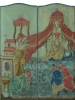 Ancien paravent peint tableau chinoiserie Pillement palais impérial XIXe 屛風 - Miniature 4