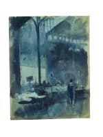 Ancien dessin scène de marché sous la halle à Paris Jean Terles Art Deco 1930 - Miniature 2