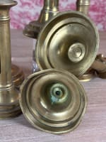 Ancien bougeoir à système XIXe en bronze, lot de six lampe éclairage lumière - Miniature 5