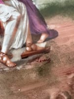 Grand plat porcelaine Limoges scène galante antique muse musique lyre J.F - Miniature 3